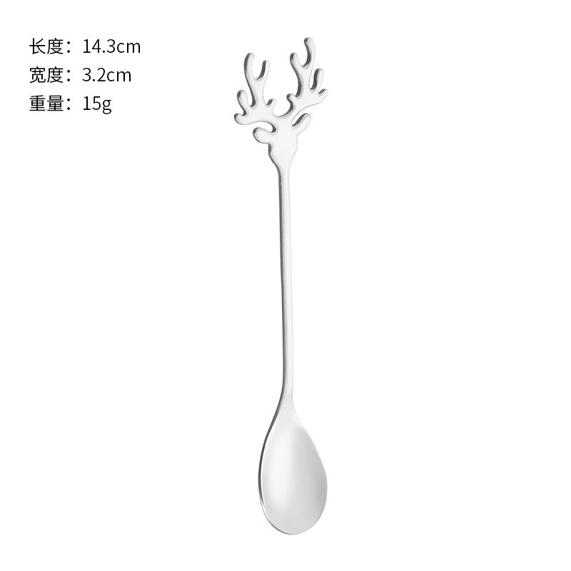 A2-4孙玉杰不锈钢麋鹿勺 咖啡甜品搅拌勺创意高颜值礼品勺