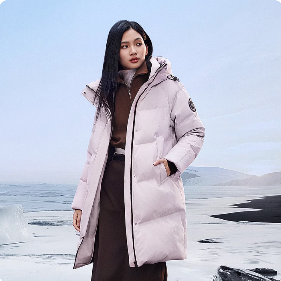 波司登25新款羽绒服女款极寒户外防风蓄热长款连帽90鹅绒